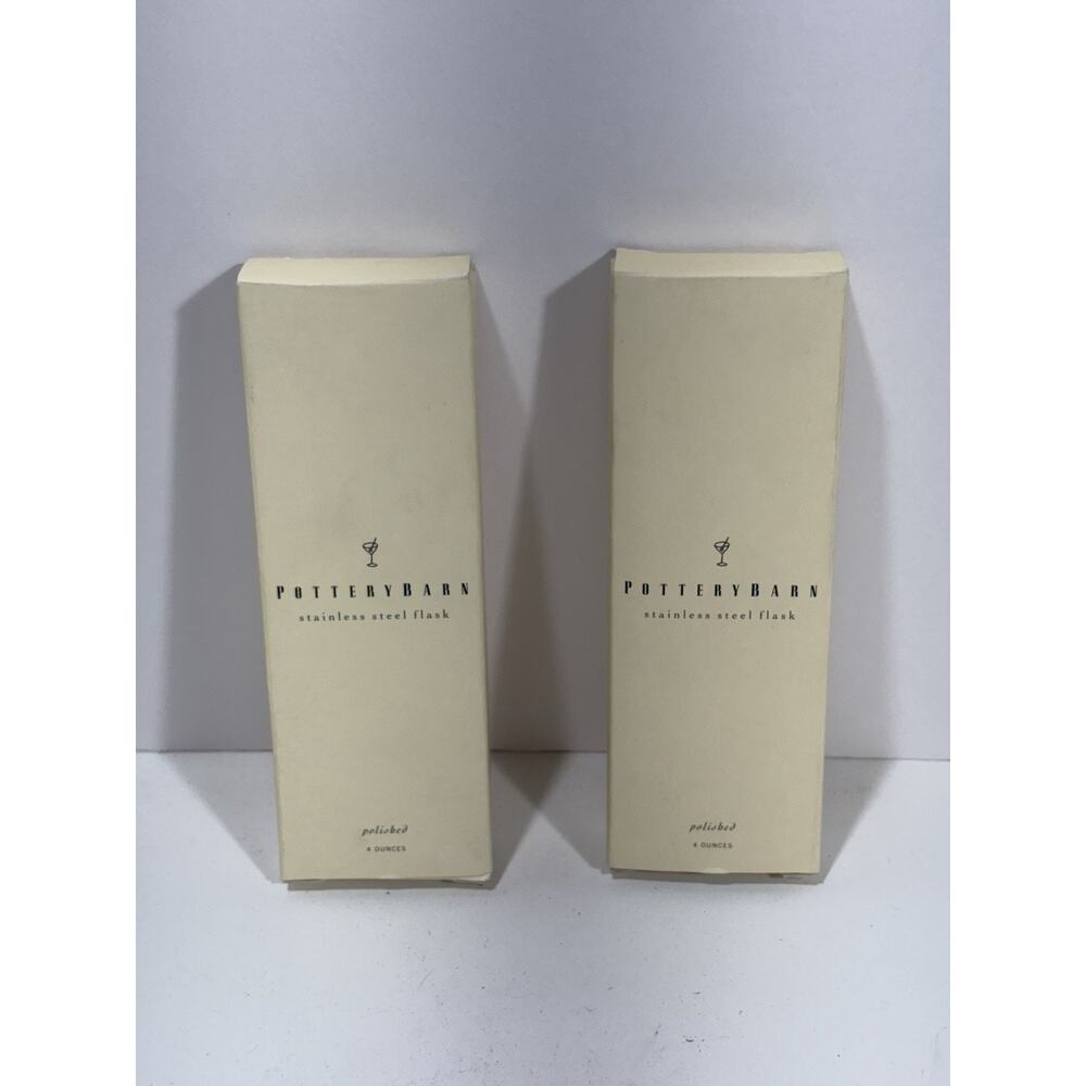 Lot Of 2 Pottery‎ Barn Retross Flask Tall Stainless Silver Chrome Color New